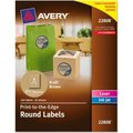 Avery Avery Round Easy Peel Labels, 2-1/2in Dia., Brown Kraft, 225/Pk 22808